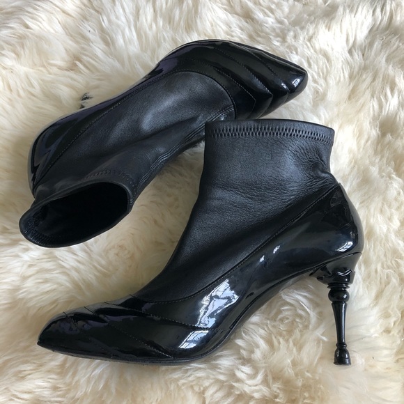 Celine Shoes - Céline black patent sock booties